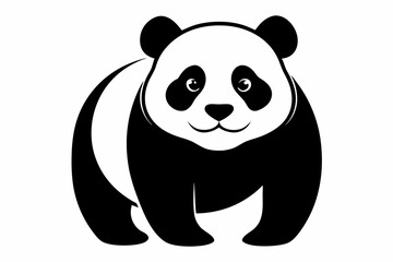 panda silhouette line art vector illustration with a white background