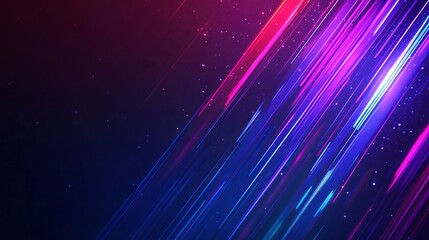 Obraz premium Abstract background with diagonal lines in shades of blue purple and red with small white particles