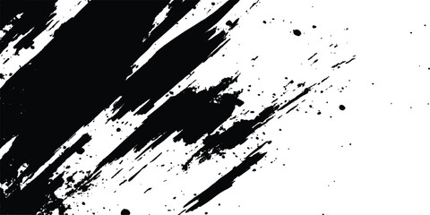 Abstract grunge texture of black paint. Vector brush grunge texture Rough Black Scratches splatter grunge distressed background.