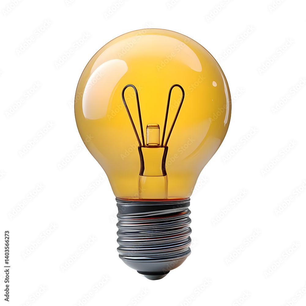 Poster light bulb light bulb idea icon concept top view on white background. 3d rendering.