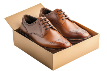Elegant brown leather brogues in a box new stylish shoes perfect gift smooth texture classic design