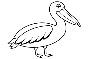 pelican silhouette line art vector illustration with a white background