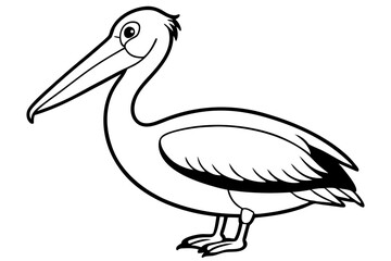 pelican silhouette line art vector illustration with a white background