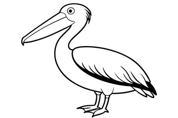 pelican silhouette line art vector illustration with a white background