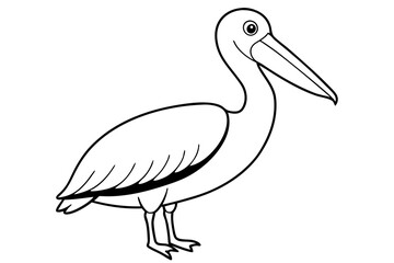 pelican silhouette line art vector illustration with a white background