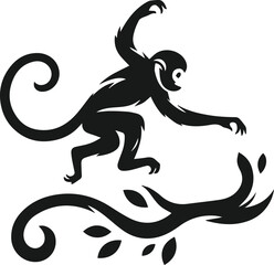 Vector silhouette of a monkey animal black