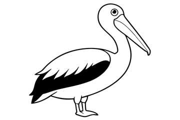 pelican silhouette line art vector illustration with a white background