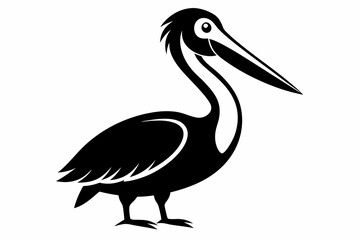 pelican silhouette line art vector illustration with a white background