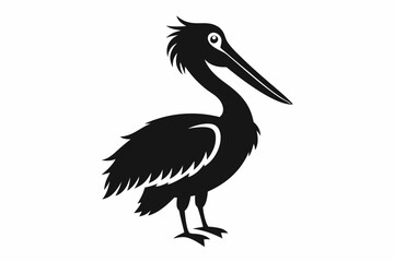 pelican silhouette line art vector illustration with a white background