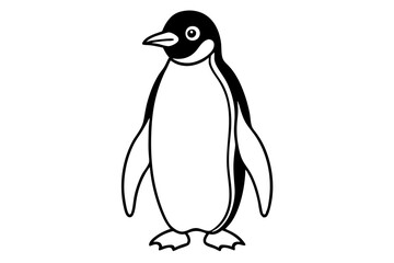 penguin silhouette line art vector illustration with a white background