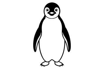 penguin silhouette line art vector illustration with a white background