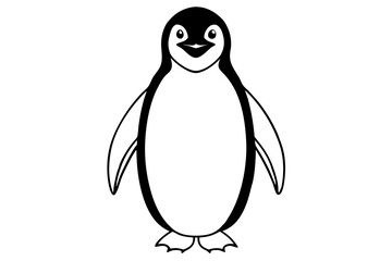 penguin silhouette line art vector illustration with a white background