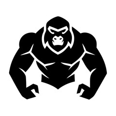 Majestic gorilla silhouette on white background
