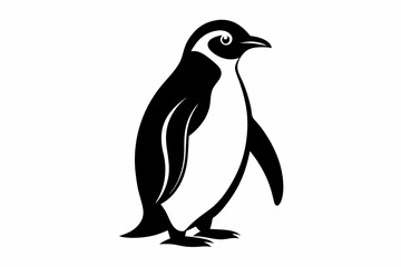 penguin silhouette line art vector illustration with a white background