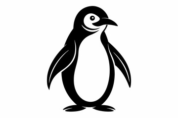 penguin silhouette line art vector illustration with a white background