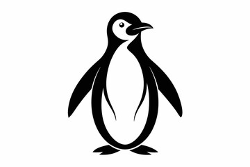 penguin silhouette line art vector illustration with a white background