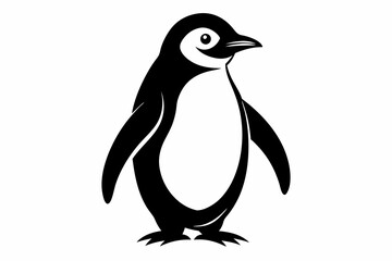 penguin silhouette line art vector illustration with a white background