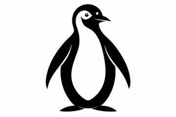 penguin silhouette line art vector illustration with a white background