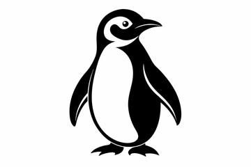penguin silhouette line art vector illustration with a white background