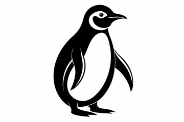 penguin silhouette line art vector illustration with a white background