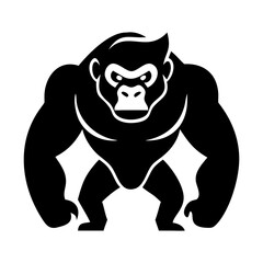 Majestic gorilla silhouette on white background
