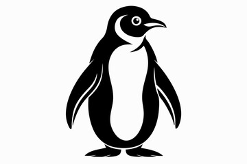 penguin silhouette line art vector illustration with a white background