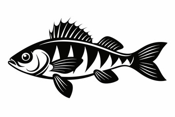 perch silhouette line art vector illustration with a white background