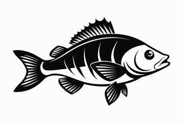 perch silhouette line art vector illustration with a white background