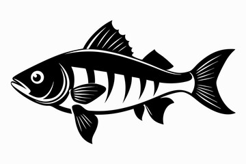 perch silhouette line art vector illustration with a white background