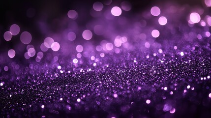 A vibrant purple glitter background with bokeh lights and sparkling surface texture effect design