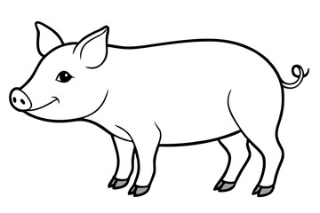 pig silhouette line art vector illustration with a white background