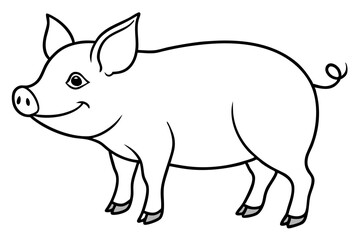 pig silhouette line art vector illustration with a white background