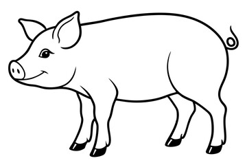 pig silhouette line art vector illustration with a white background