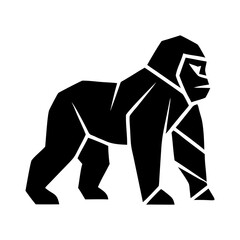 Majestic gorilla silhouette on white background
