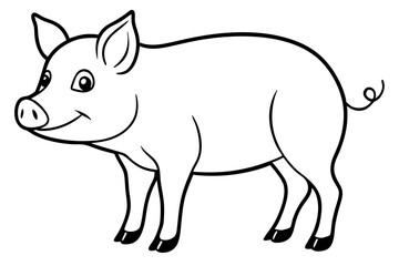 pig silhouette line art vector illustration with a white background