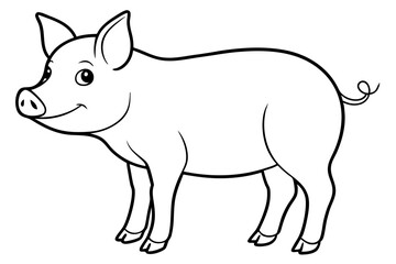 pig silhouette line art vector illustration with a white background