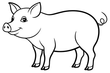 pig silhouette line art vector illustration with a white background