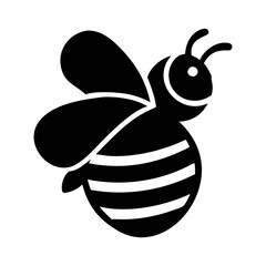 Flying honey bee Black Bee Silhouette isolated on white background - illustration
