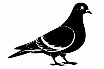 pigeon silhouette line art vector illustration with a white background