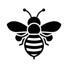 Flying honey bee Black Bee Silhouette isolated on white background - illustration