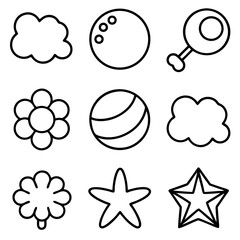 Set of Simple, Vector Bubble Gum Icons