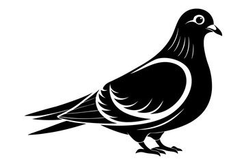 pigeon silhouette line art vector illustration with a white background