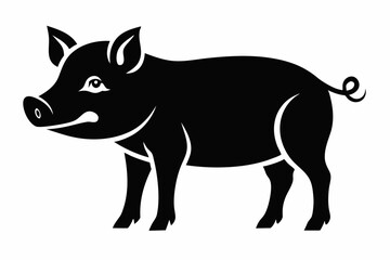 pig silhouette line art vector illustration with a white background