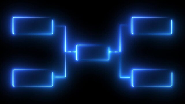 Glowing neon line Business hierarchy organogram chart infographics icon isolated on black background. It is suitable for all kinds of quizzes