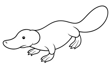 platypus silhouette line art vector illustration with a white background