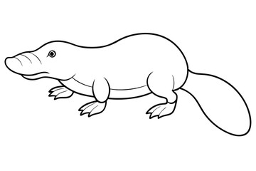 platypus silhouette line art vector illustration with a white background
