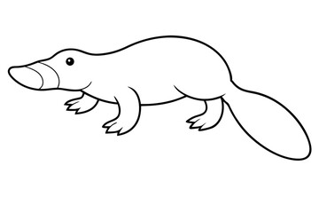 platypus silhouette line art vector illustration with a white background
