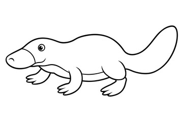 platypus silhouette line art vector illustration with a white background