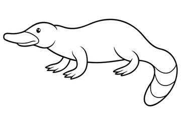 platypus silhouette line art vector illustration with a white background