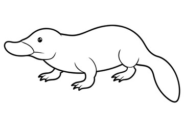 platypus silhouette line art vector illustration with a white background
